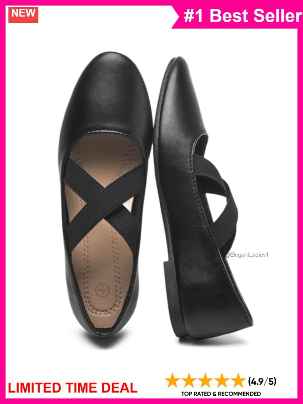 Ballet Mary Jane Flats Faux Leather Memory Foam Comfort Shoes